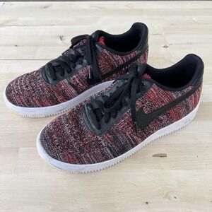 Nike Air Force 1 07 LV8 3 Shoes Mens Size 8.5 Red Black Knit Sneakers Casual